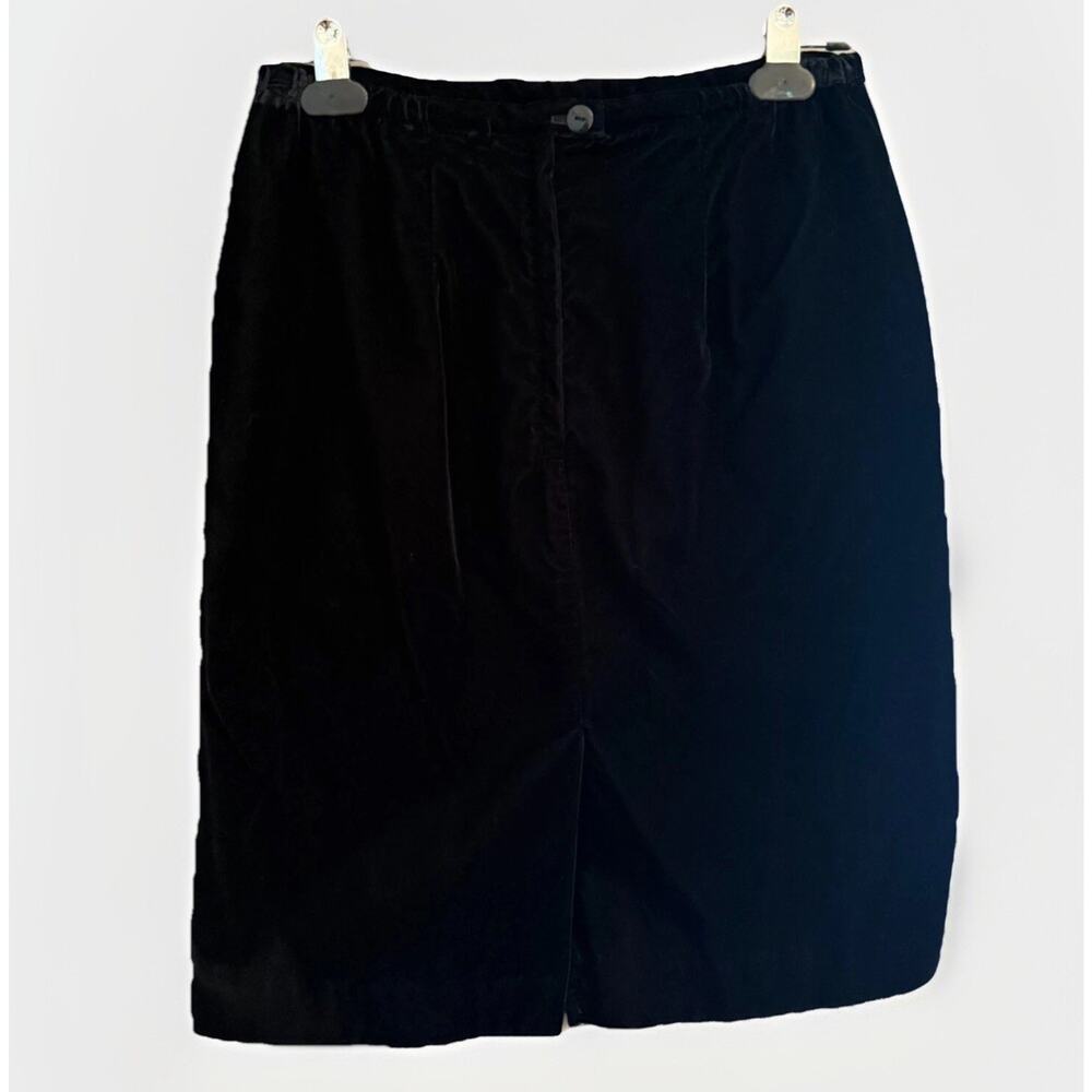 Vintage‎ Norton McNaughton Black Velvet Skirt Size 8 USA Pencil Lined 21” Long